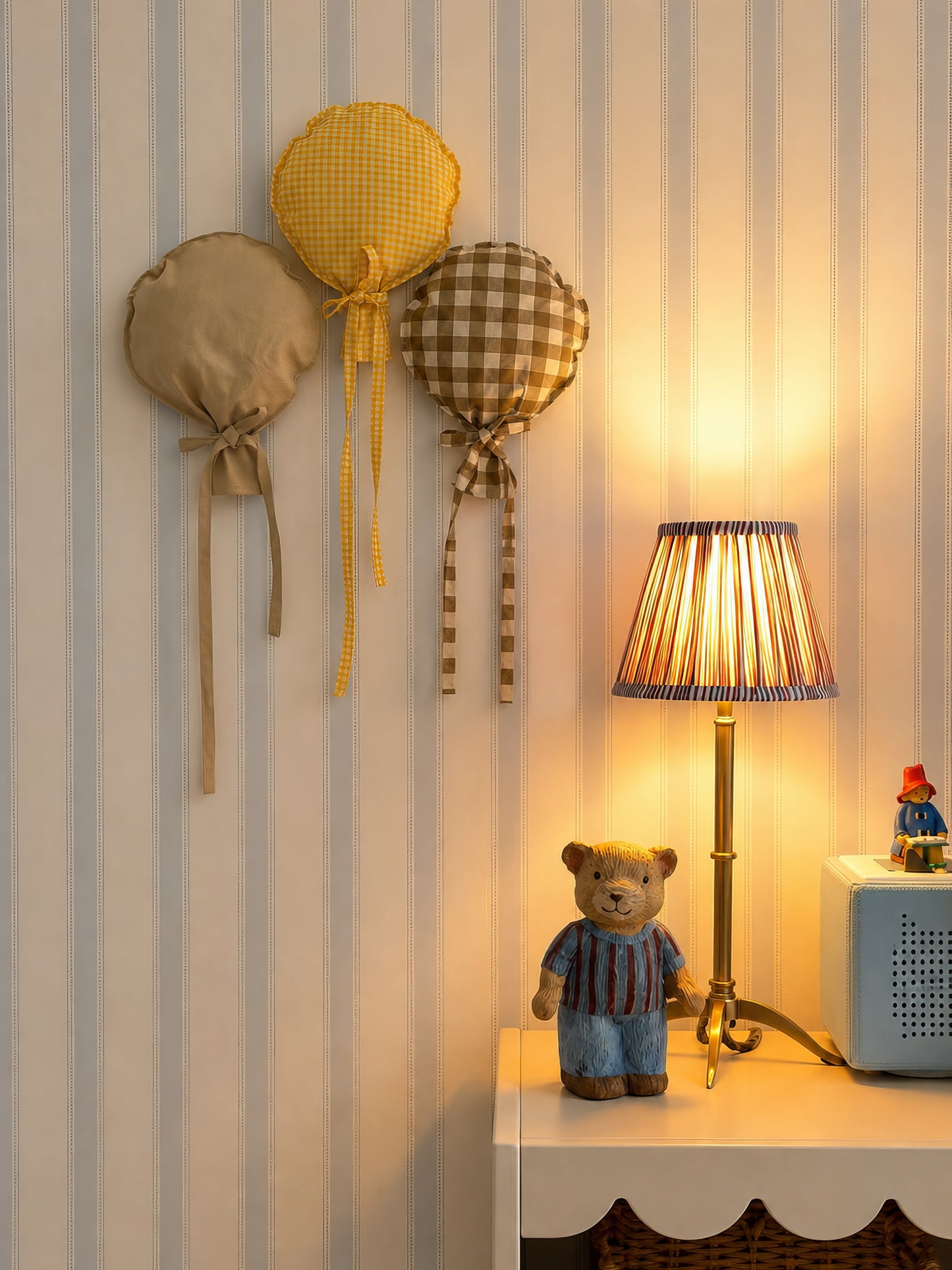 3'lü Dekoratif Kumaş Balon Seti Çocuk Odası Duvar Süsü Bebek Odası Dekoru El Yapımı Balon Süs
