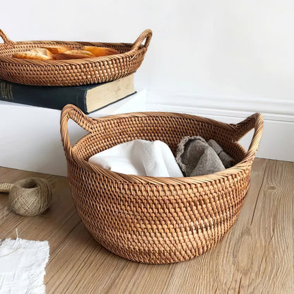Rattan Büyük Boy Kulplu Sepet & Çok Amaçlı Düzenleyici Organizer